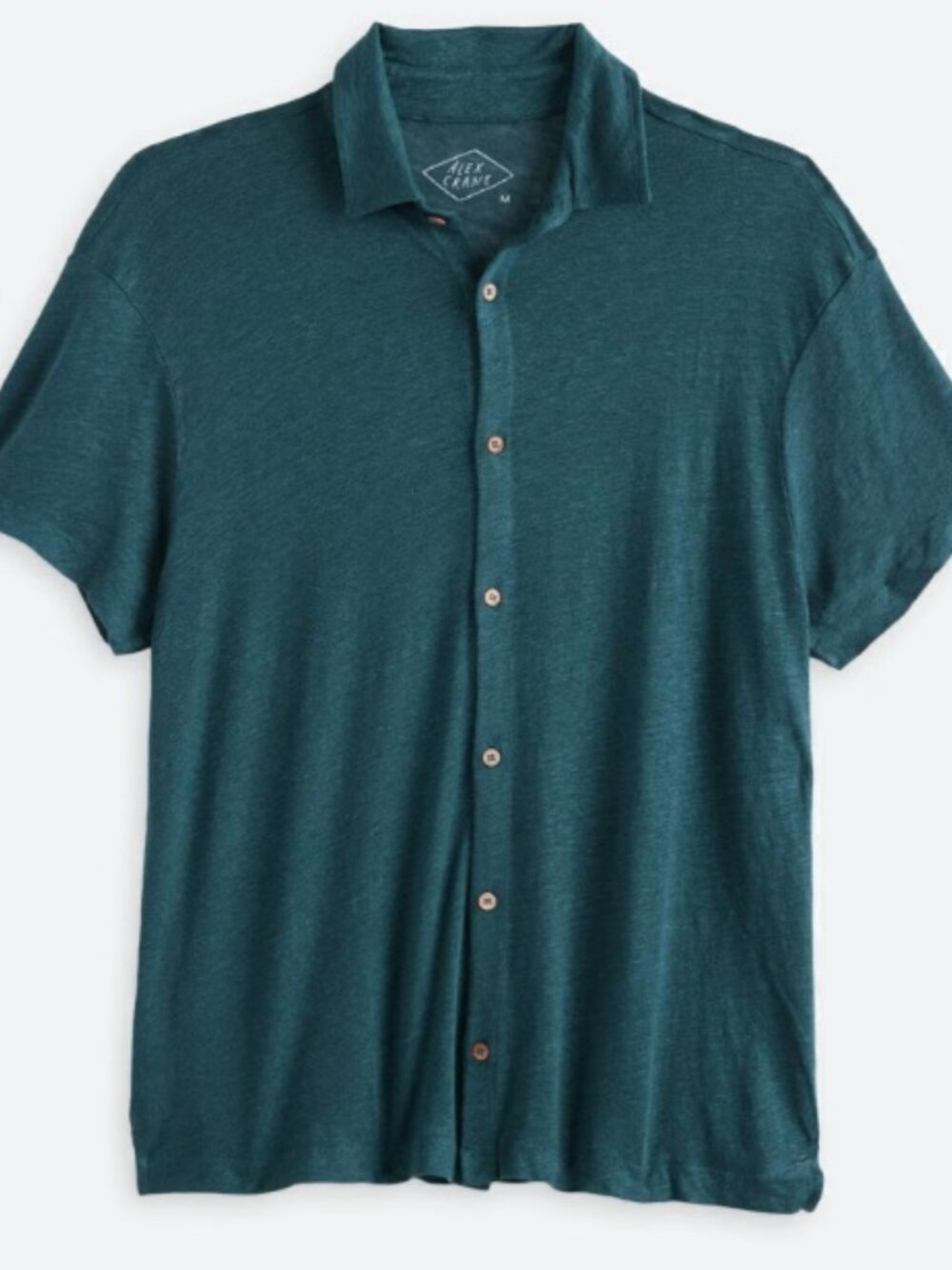 Alex Crane Knit Ola Button-Down Shirt in Teal Green L